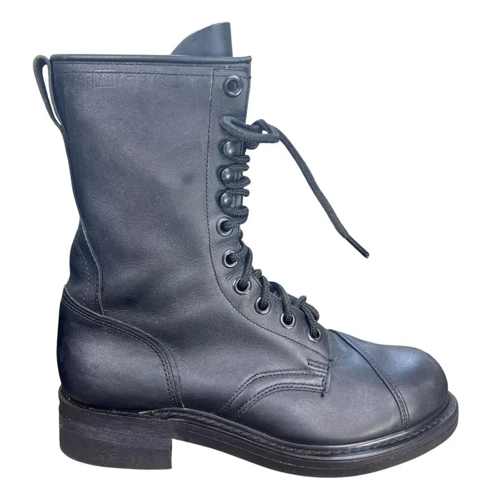 Vintage Biltrite Black Leather Steel Toe Combat Boots Size 8.5 R